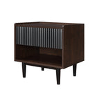 Manhattan Comfort Duane 20.23" Mid-Century Modern Nightstand - Dark Brown/Black-Perfect for Bedside Storage, Lamps or Display Items