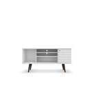 Manhattan Comfort Liberty 53.14" TV Stand-White with Wood Legs (200AMC6)-Fashionable Splayed Legs made from Solid Wood for Extra Durability.