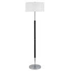 Hudson&Canal Simone 2-Light Floor Lamp with Fabric Shade - Matte Black/Polished Nickel/White-Industrial design for your living room, office space, bedroom, or reading nook