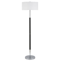 Hudson&Canal Simone 2-Light Floor Lamp with Fabric Shade - Matte Black/Polished Nickel/White-Industrial design for your living room, office space, bedroom, or reading nook