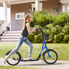 Aosom Kick Scooter for Kids Teen with Adjustable Handlebar 2 Brakes Basket - Blue-Steel frame for a tough and sturdy structure, fitted with an adjustable handlebar 