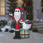 GEMMY Airblown Inflatable Christmas Jack Skellington and Zero with Antlers -  60"-Includes stakes and tethers