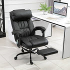 Vinsetto Massage Office Chair with 6-Point Vibration and Footrest - Black-Curved backrest and thick padded seat provide extra support