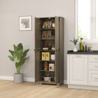 HOMCOM 67" H Farmhouse Pantry Cabinet - Distressed Grey-Assembly required