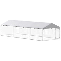 PawHut Covered Dog Kennel for Large Dogs - 19.7' L x 7.5' W x 4.9' H-Water and UV-resistant roof keeps pets cool, dry, and protected from the rain