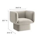 Modway Tate Performance Velvet Accent Chair - Almond-Fixed Seat and Back Cushion
