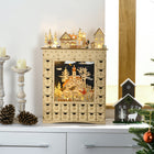 HOMCOM Wooden 24 Day Countdown Christmas Advent Calendar - Natural Wood-Suitable for home office, on the table, mantle, desk, or fireplace 