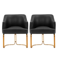 Manhattan Comfort Raya 25.2" Modern Leatherette Upholstered Dining Armchair - Black - Set of 2-Modern Dining Chair for Dining Room and Task Chair Usage