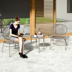 Outsunny 3-Pieces Wicker Patio Furniture Bistro Set - Light Grey-Crafted with all-weather round wicker string for a stylish Acapulco-like look 
