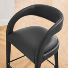 Modway Pinnacle Vegan Leather Counter Stool - Black Black - Set of 2-Non-Marking Foot Pins
