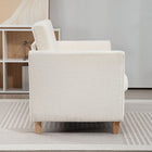HOMCOM 56" Loveseat Sofa with Wooden Legs - Cream White-Zipped cushion cover for easy cleanup