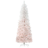 HOMCOM 5' Artificial Christmas Tree with Metal Base - Pink/White-Lush with pine tree tips that provide a healthy, natural look 