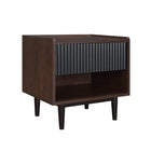 Manhattan Comfort Duane 20.23" Mid-Century Modern Nightstand - Dark Brown/Black-10