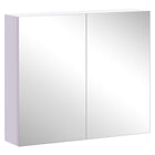 HOMCOM Wall Mount Medicine Cabinet with Mirror and Two Doors - Light Lilac-Wall-mounted design, takes up little space  