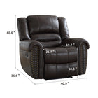 Ebello Chemika 40.9" W Classic Super Soft Padding And Oversize Manual Recliner With Rivets-darkbrown-10