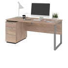 Bestar Aquarius Computer Desk - Rustic Brown & Graphite-Made from high-density commercial-grade particle board with a durable 1" commercial grade work surface