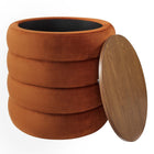 Modway Mezzo Round Performance Velvet Storage Ottoman - Rust-Fully Assembled
