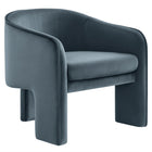 Modway Greer Performance Velvet Upholstered Accent Armchair - Cadet Blue-Performance Velvet Fabric