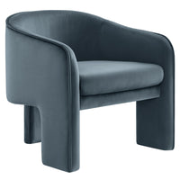 Modway Greer Performance Velvet Upholstered Accent Armchair - Cadet Blue-Performance Velvet Fabric
