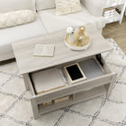 HOMCOM Lift Top Coffee Table with Hidden Storage and Open Shelves - Oak-Colour: Oak