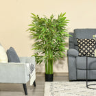 HOMCOM 4.6' Artificial Bamboo Tree in Pot for Indoor Decoration - Green-Features 780 leaves for a lifelike appearance 