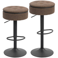 HOMCOM Swivel Bar Stools with Storage and Footrest - Brown - 2 Pack-Features a thick high-density foam cushion for superior comfort and support
