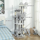 PawHut 65" Multi-Level Cat Tree Tower with Condos and Perch - Grey-Covered in soft 220GSM plush, offering your cat a warm retreat 