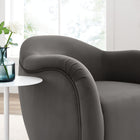 Modway Compose Performance Velvet Swivel Armchair - Storm Grey-Round Barrel Silhouette