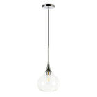Hudson&Canal Ida 9.5" Wide Pendant with Glass Shade - Polished Nickel/Clear-Mid-century modern design for your entryway, foyer, or kitchen