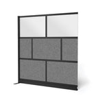 Luxor Modular Wall Extension - 70" W x 70" H - Segmented Black Frame, Frosted Acrylic, Cool Grey PET-Creates semi permanent privacy in shared spaces