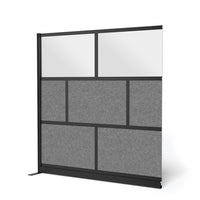 Luxor Modular Wall Extension - 70" W x 70" H - Segmented Black Frame, Frosted Acrylic, Cool Grey PET-Creates semi permanent privacy in shared spaces
