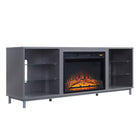 Manhattan Comfort Brighton 60" Modern Fireplace - Black and Grey - Set of 2-Electric Fireplace with Remote Control for Changes on Visual Glow and Heat. Flame Control on 3 Levels: Low, Medium, High. Fireplace Appearance Ranges from Low Logs Glow to High Logs glow
