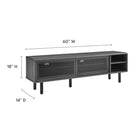 Modway Kurtis 60" TV Stand - Charcoal-Metal Mesh Sliding Doors