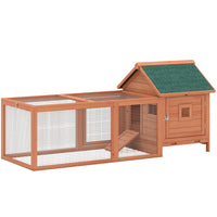 PawHut 72" Chicken Coop, Wooden Hen House Poultry Cage for 2 Chickens-Features a main house, large run, and nesting box for 2 chickens, ducks or rabbits