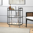 Hudson&Canal Leif 30"W Oval Bar Cart - Blackened Bronze-Features easy assembly