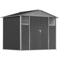 Outsunny 8' x 6' Outdoor Storage Shed - Dark Grey-Two acrylic windows and four vents allow efficient air circulation

