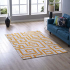 Modway Nahia Geometric Maze Area Rug - 5 ft W x 8 ft L - Ivory Light Grey/Banana Yellow-Tight Low Pile Weave