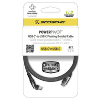 Scosche Power Pivot Charge & Sync USB-C to Pivot USB-C 4' Cable - Black-60W Charge & Sync Cable