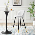 Modway Cordial Fabric Bar Stools - White - Set of 2-Matte Black Metal Legs