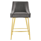 Modway Discern Performance Velvet Counter Stool - Gray-Non-Marking Foot Pads