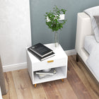 HOMCOM Nightstand with Fluted Panel - White-Versatile as a nightstand or side table with a space-saving design