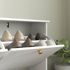 HOMCOM Narrow Shoe Cabinet with 4 Flip Drawers & 5 Legs for Entryway - White-Compact design fits in narrow spaces