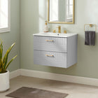 Modway Daybreak 24" Bathroom Vanity - Light Grey/White-BATHROOM STORAGE - Organize bathroom essentials and keep counter space clean with this vanity. With a special design to accommodate for plumbing, the spacious bottom drawers offers ample storage space