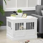 PawHut 31" Dog Crate End Table with Three Doors - White-Three doors easy for pets in and out 