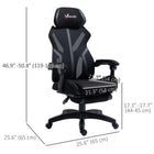 Vinsetto Reclining Gaming Office Chair with Footrest - Black-Plastic lumbar support keeps back supported and cool