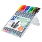 Staedtler triplus Fineliners – 0.3mm – Assorted Colours – 10 Pack-DRY-SAFE - it can be left uncapped for several days without drying up