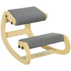 HOMCOM Ergonomic Rocking Wood Kneeling Chair for Improved Posture - Grey-Ergonomic design enhances posture, preventing slouching and hunchback