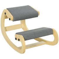 HOMCOM Ergonomic Rocking Wood Kneeling Chair for Improved Posture - Grey-Ergonomic design enhances posture, preventing slouching and hunchback