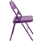 Flash Furniture HERCULES COLORBURST Series Impulsive Purple Triple Braced & Double Hinged Metal Folding Chair-Riveted Steel Components