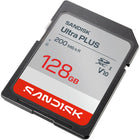 Sandisk 128GB Ultra PLUS SDXC UHS-I Card-Resists damage from shock, water, X-rays and temperature